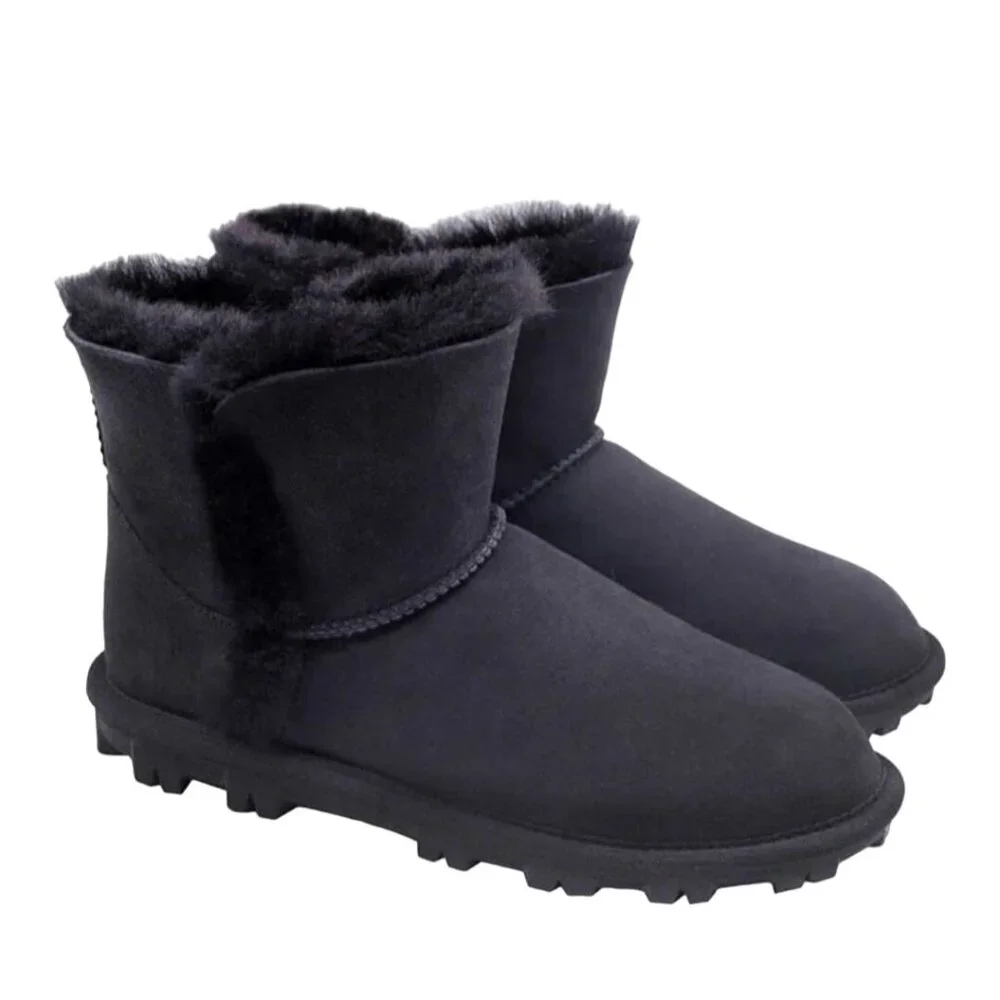 Kirkland 8 Real Fur Short Boots Womens Shearling Suede Shoe Winter Snow Outdoor